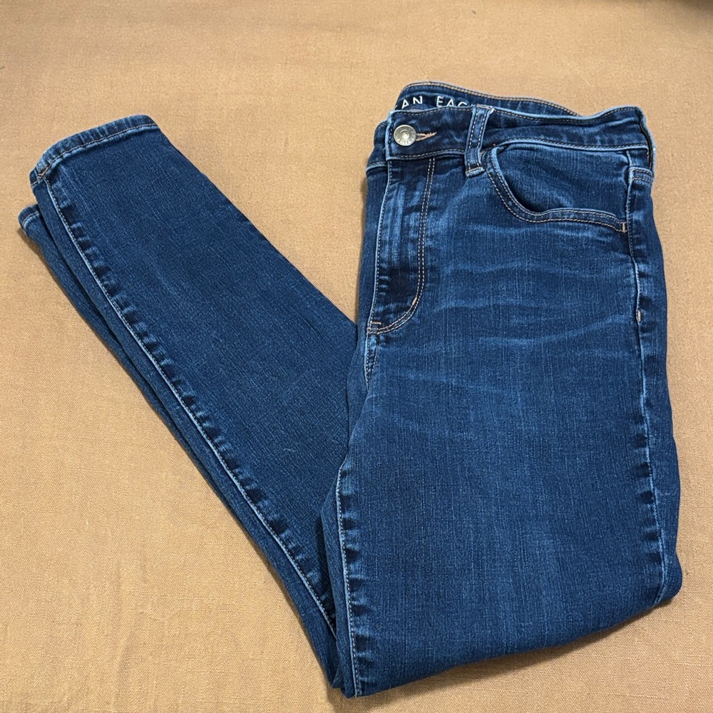 American Eagle Outfitters Dark Blue Super High-rise Jegging jeans